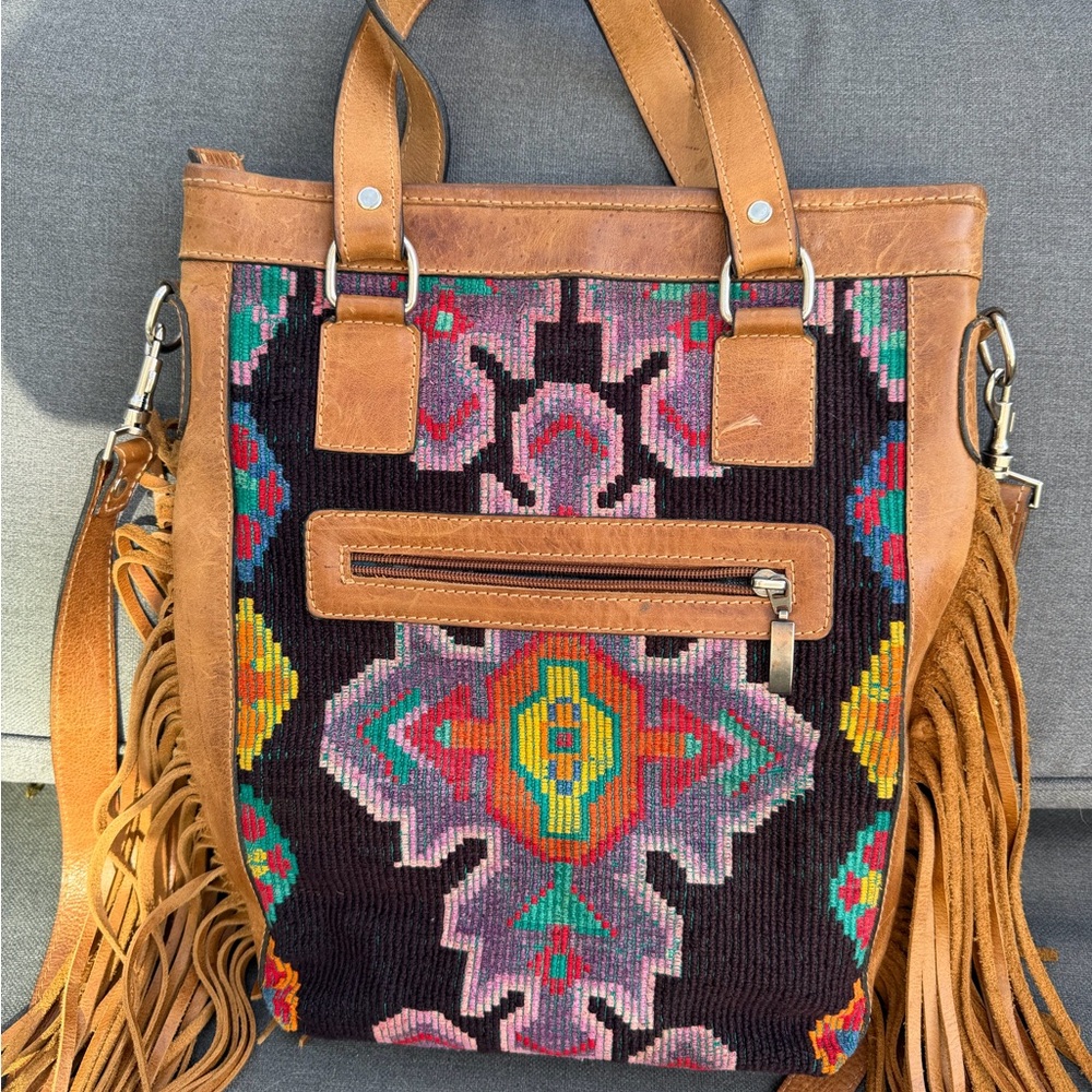 Nena & Co. Multicolor Fringe Tote Bag - Picture 2 of 4